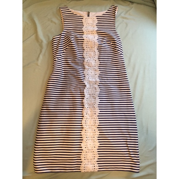 Navy and White Stripe Sheath Dress