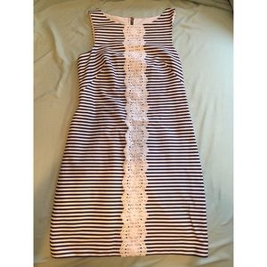 Navy and White Stripe Sheath Dress