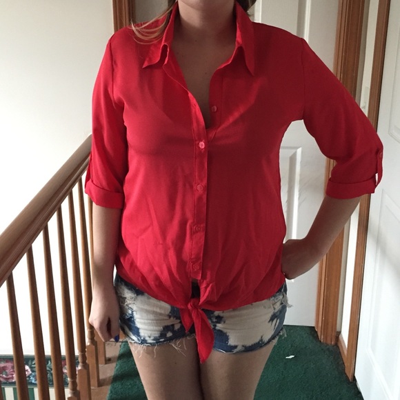 Price ⬇️ A. Byer Button/tie Front Blouse