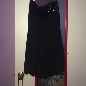 Black strapless sequence dress