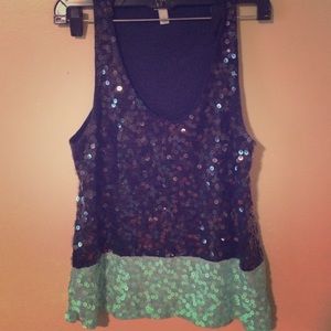 Sparkly j. Crew blue color block top!