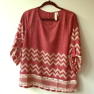 Red and White Blouse