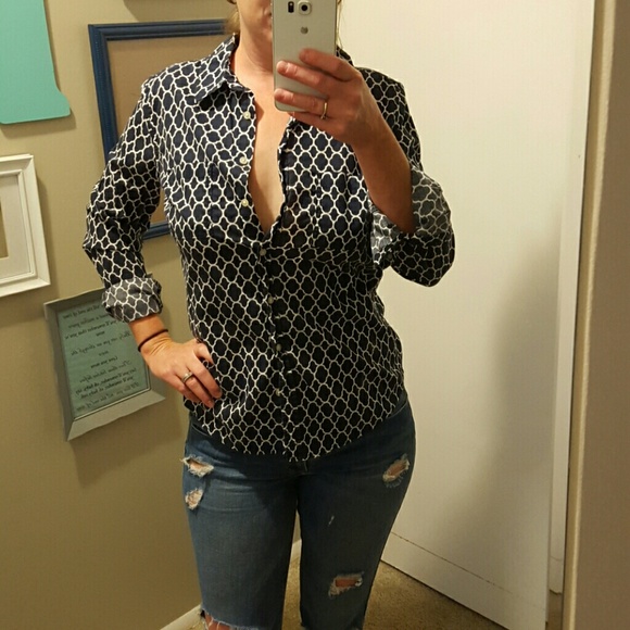 Navy and White button down