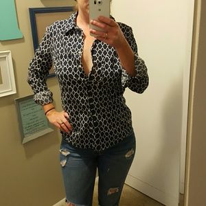 Navy and White button down