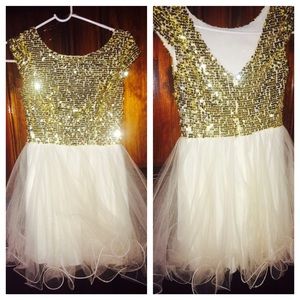 Dress with gold sequins