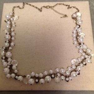 Pearl & Crystal drop long necklace
