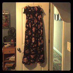Forever 21 Strapless Floral/Crochet Maxi Dress