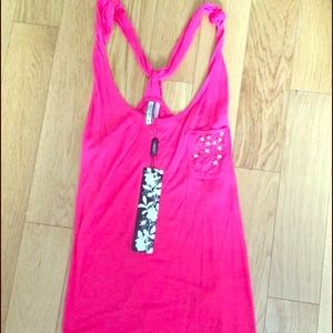 Kische Pink Rhinestone Pocket Tank Top -Small-BNWT