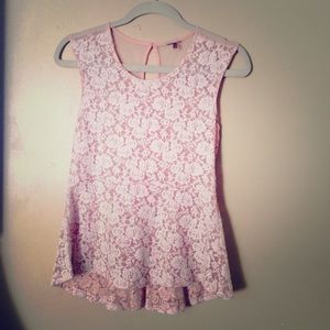 SOLD in a BUNDLE - Pink & White Peplum top - Large