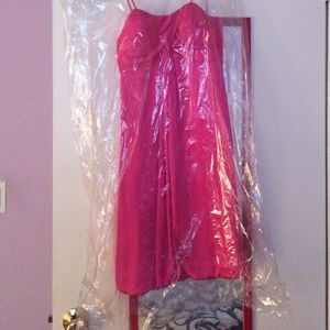 Fuchsia strapless silk dress
