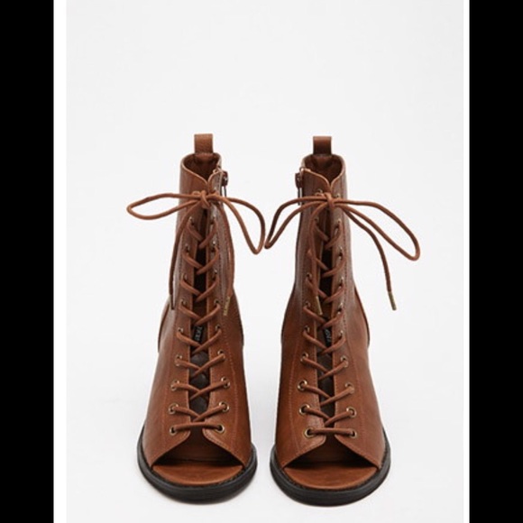 Brown lace boots