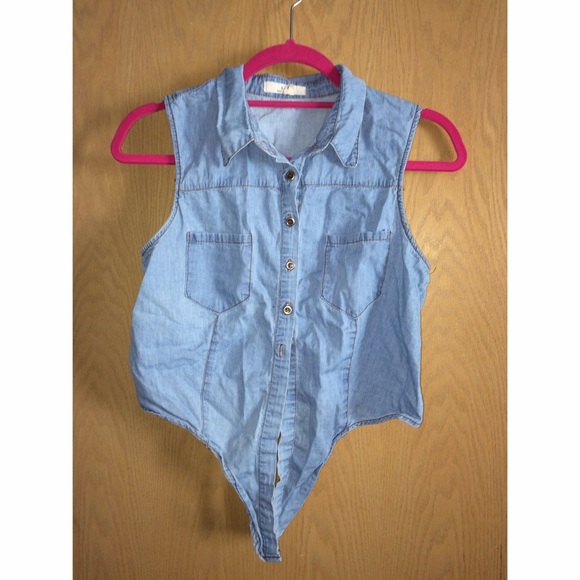 Denim Button Up Crop Top