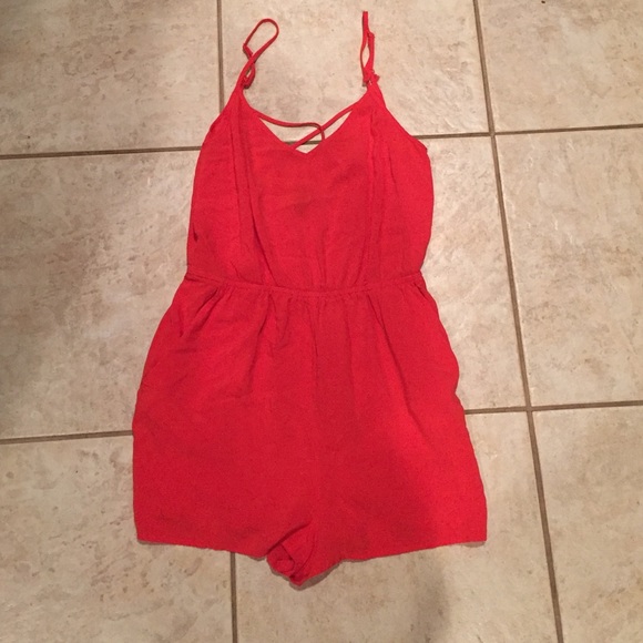 Red cotton summery romper