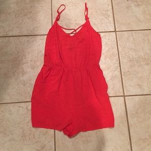 Red cotton summery romper