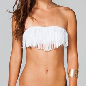 White fringe bikini top