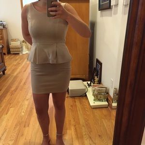 Nude Peplum Mini Dress
