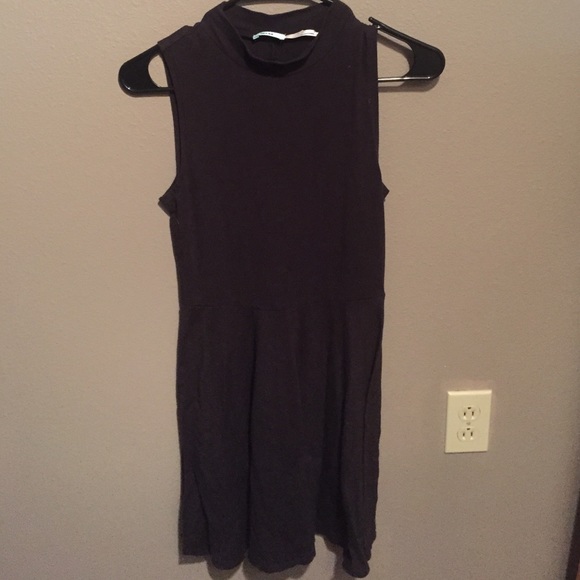 High neck black dress
