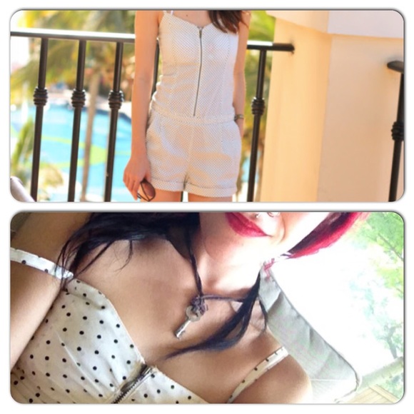 White & Black Polka Dot Romper