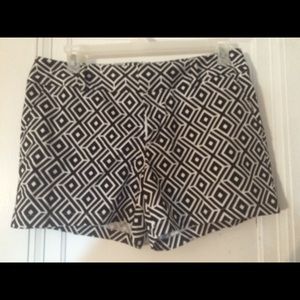 black and white patterned shorts