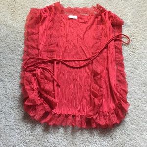 Silky Red Lingerie Cardigan