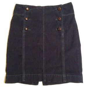 free people navy corduroy skirt w buttons