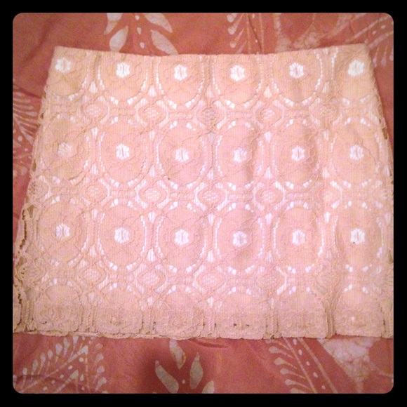 Crocheted Lace Cream Skirt by Foreign Exchange