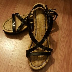 Size 7.5 Black Sandal Wedges