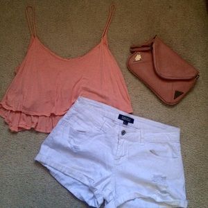 Peach Ruffle Crop Tank