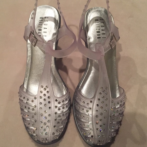 Stuart Weitzman Crystal Coated clear jelly heels