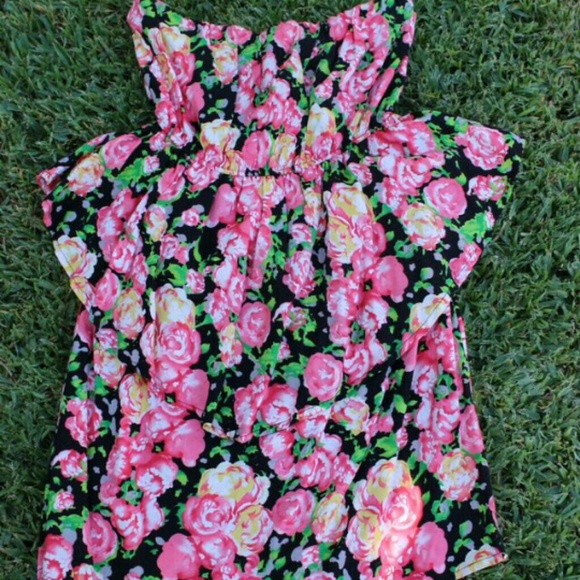 Peplum Strapless Flower Dress