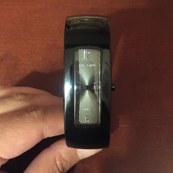 Betsey Johnson black bangle watch
