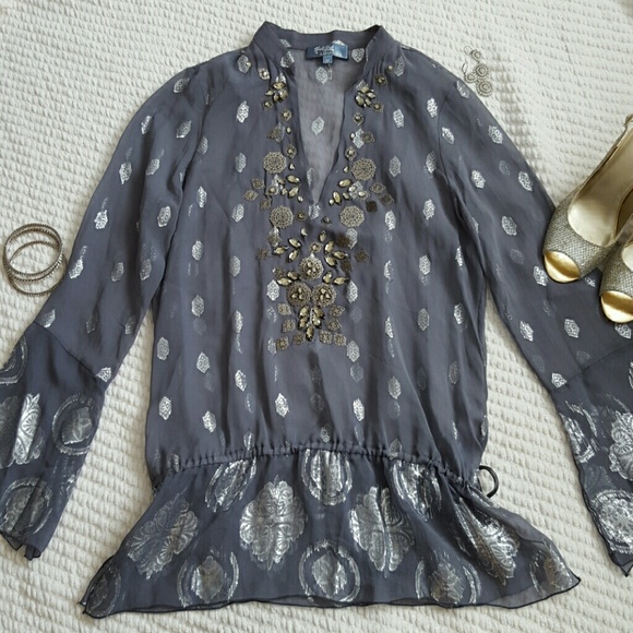 ⭐HOST PICK⭐ Hale Bob sheer gray/silver tunic