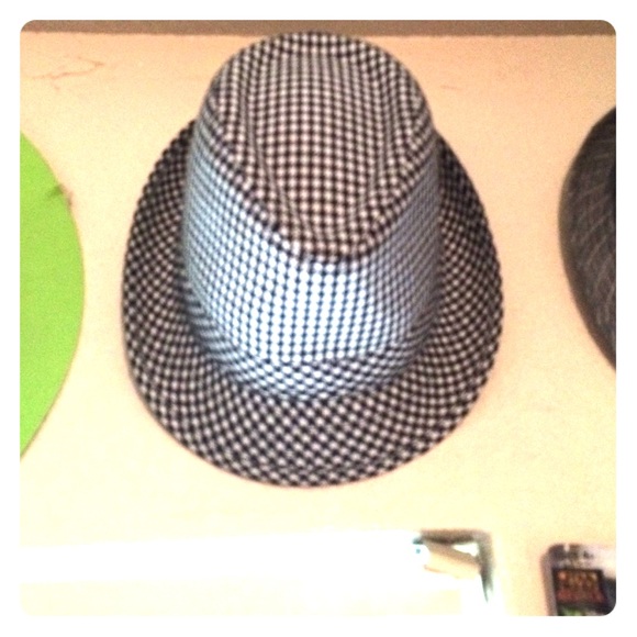 Checkered black and white fedora