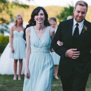 Donna Morgan Jessie Twist Bridesmaid-Beach Glass