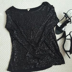J. Crew black sequin shirt