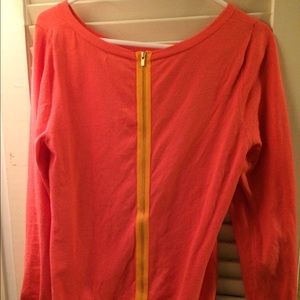 BR Coral 3/4 sleeve sweater w/back zip in Orange