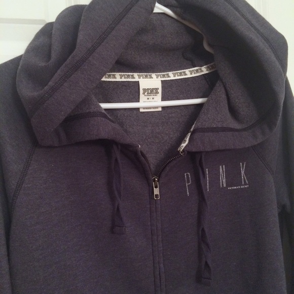 SOLD. VS PINK blue-grey zip up hoodie - Picture 2 of 3
