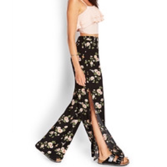 High waisted Floral pants with slit up sides
