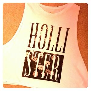 White & Black Hollister Muscle Tank Crop top!