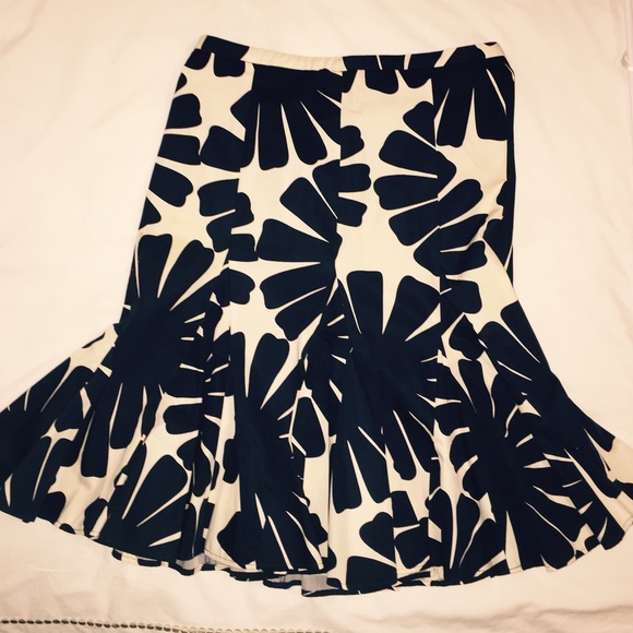 J.Crew Navy and Cream Floral Skirt
