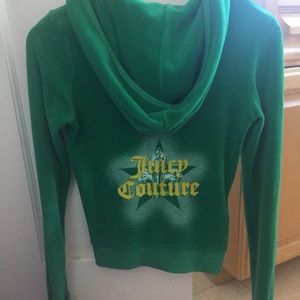 Juicy couture green velvet zip up hooded jacket