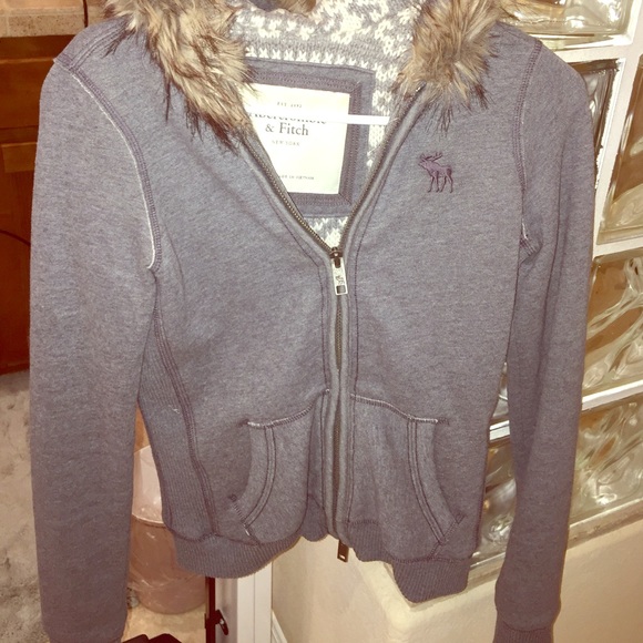 Gray hooded zip up jacket