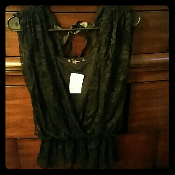 NWT Sexy black lace shirt - Small