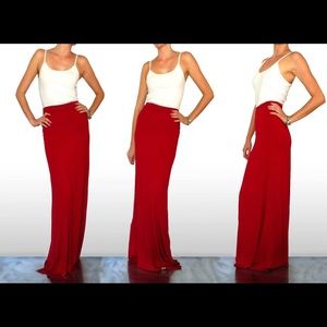 Floor length red maxi skirt!