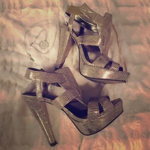 Silver ALDO Heels With Platform