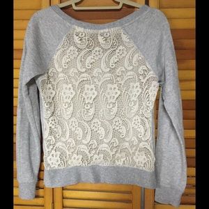 Gray Lace Back Sweatshirt