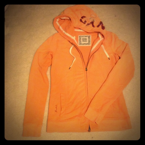 Ruehl Orange Boyfriend Zip Up Hoodie