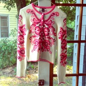 100% Cashmere Lucky brand exotic paisley  sweater