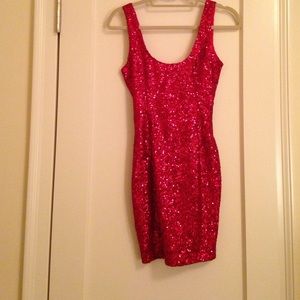 Red sequin dress
