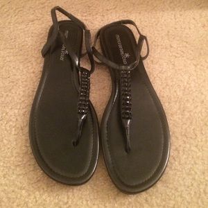 Black Jeweled Sandals